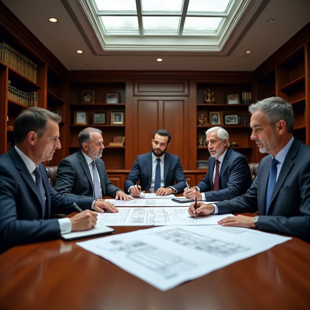 Professional meeting discussing co-ownership regulations and governance structure